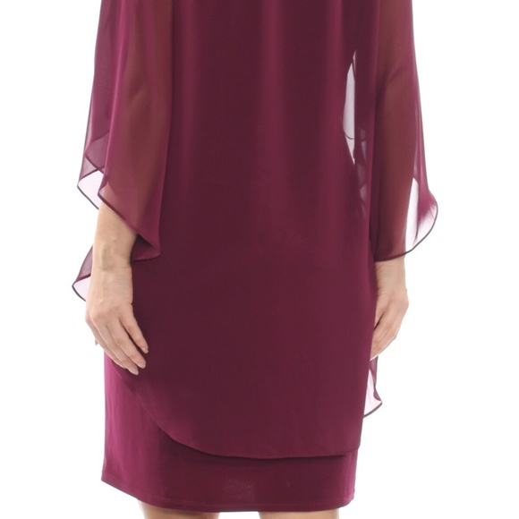 Xscape Chiffon Beaded Women's Plus Shift Dress Pur - Picture 4 of 4